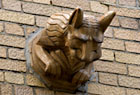 Gargoyle from the ornatley decorated Plaza Apartments, currently a rental building
